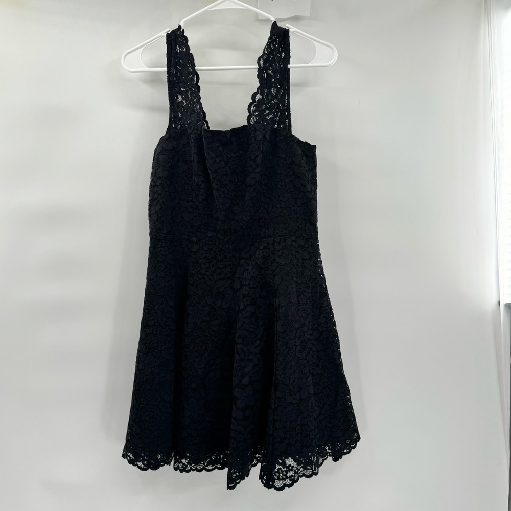 & other stories black lace fit flare skater dress size 6